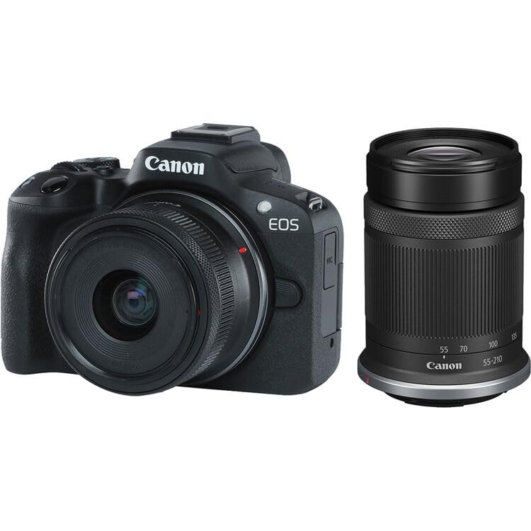 Mirrorless Camera Bundle with 18-45mm & 55-210mm Lenses, 4K Video & 64GB Card